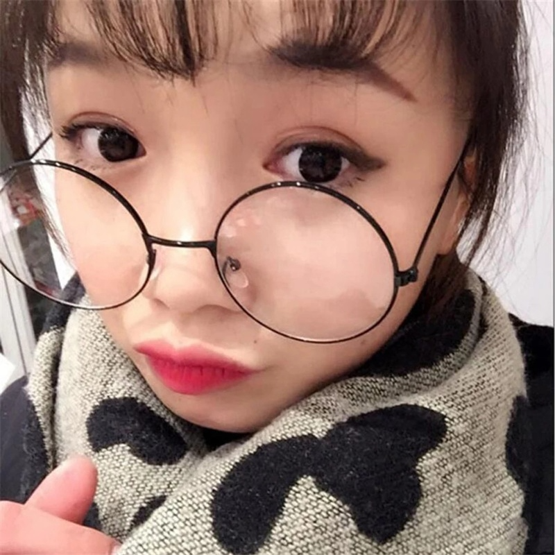 Mắt kính gọng tròn bằng kim loại phong cách Hàn Quốc thời trang cổ điển cho nữ