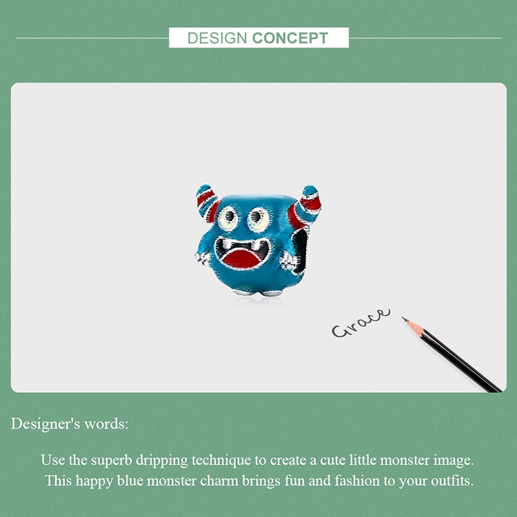 Phụ kiện hạt xỏ BAMOER SCC2055 bạc 925 hình quái vật vui vẻ thời trang dành cho làm vòng đeo tay DIY