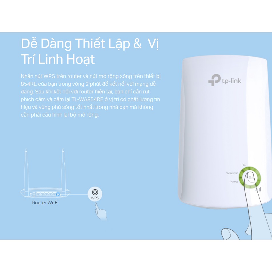 Kích Sóng - Bộ mở rộng sóng Wi-Fi tốc độ 300Mbps TP-LINK TL-WA854RE-Siêu Khỏe,Xa,Manh Phù Hợp Với Mọi Gia Đình [BH 12TH] | BigBuy360 - bigbuy360.vn