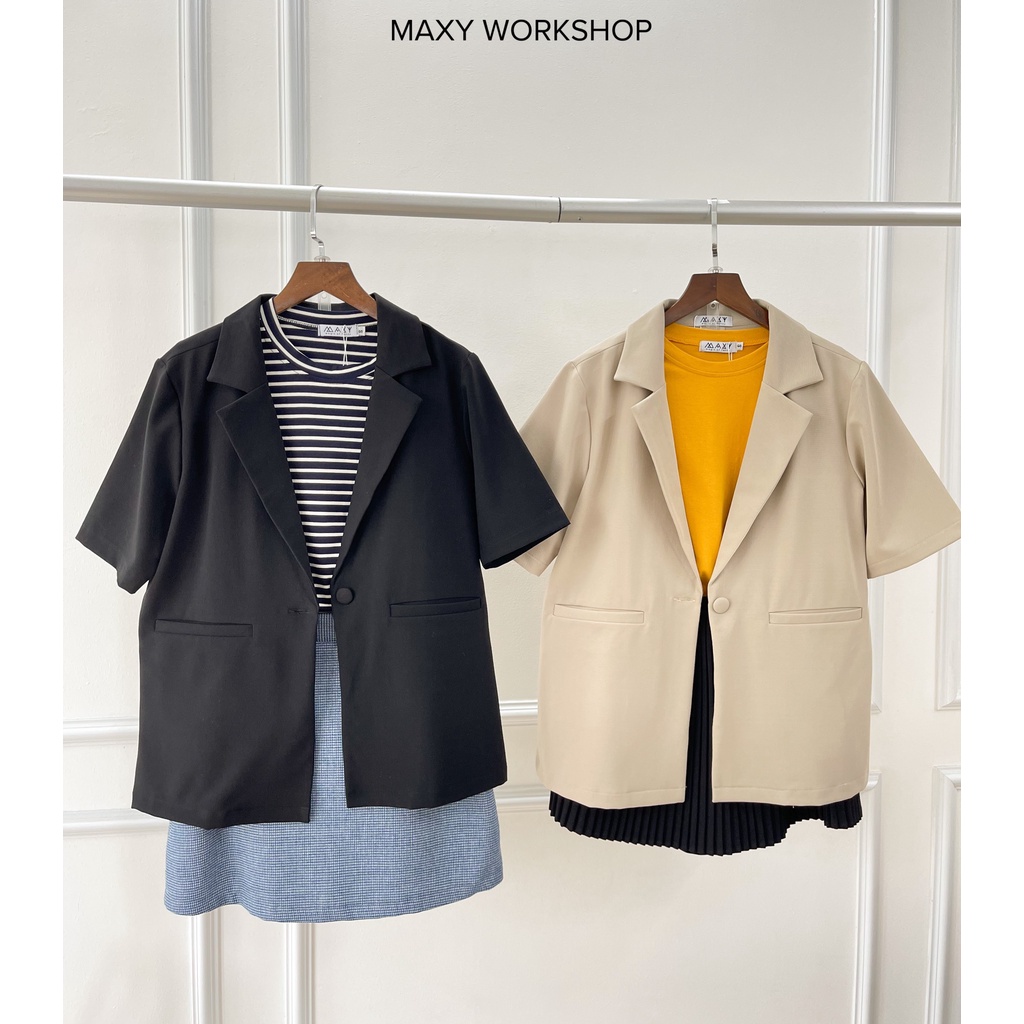 Áo blazer nữ ngắn tay có túi Trendy short blazer Maxy Workshop