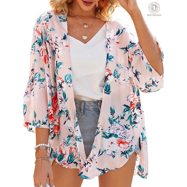 Áo Khoác Cardigan Tay Lửng In Họa Tiết Hoa Thời Trang Mùa Hè Phong Cách Bohemian Cho Nữ