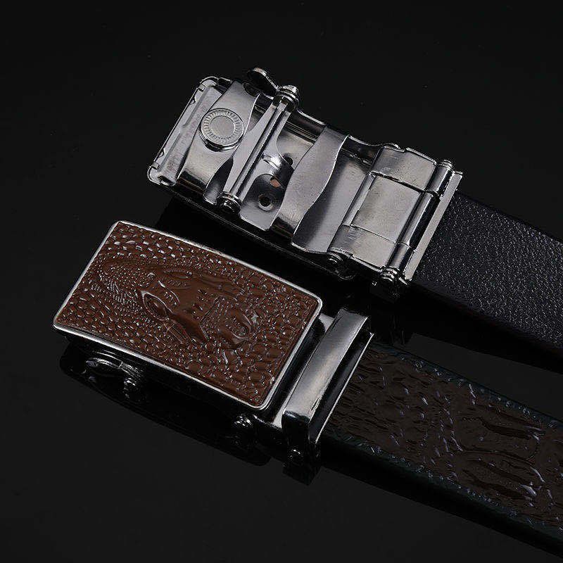 Thắt lưng nam, dây nịt nam da pu đẹp đầu cá sấu giá rẻ 2 màu nâu đen sang trọng khoá tự động