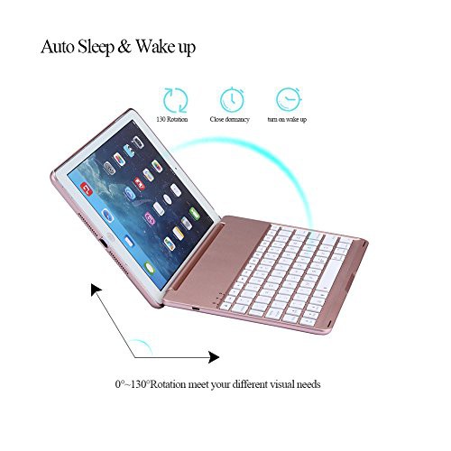 Bao da kiêm bàn phím bluetooth iPad 2017 (9.7"), iPad Pro 9.7, iPad Air 1,iPad Air 2 (Rose Gold) tặng miếng lót bàn phím