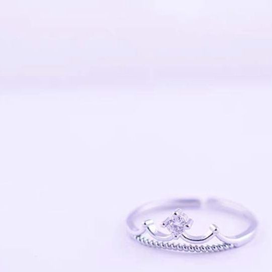 Nhẫn bạc Nhẫn vương miện nạm một viên đá trắng xinh Van Jewelry V10740