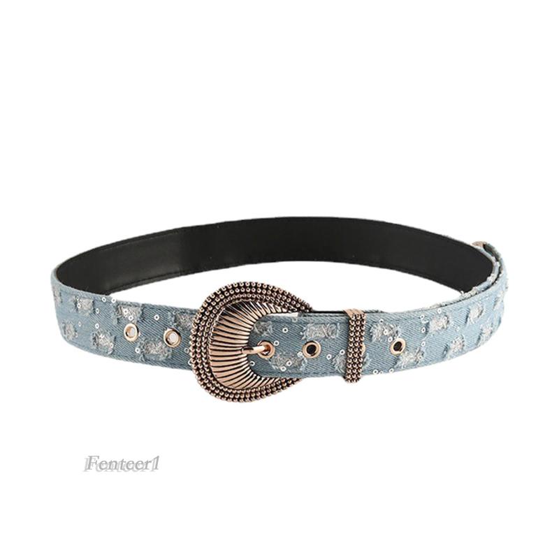 (Fenteer1) Thắt Lưng Denim Phong Cách Retro