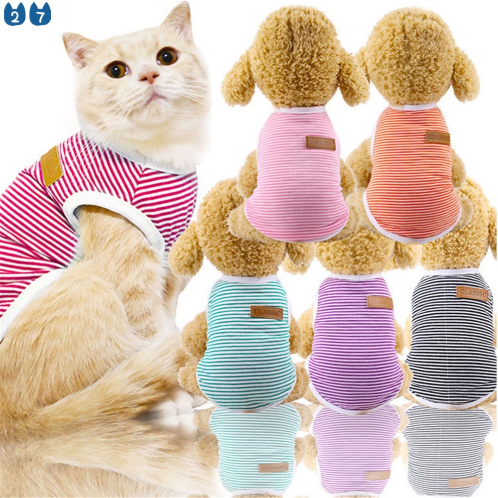 Áo Thun Họa Tiết Kẻ Sọc Cổ Điển Dễ Thương Thời Trang Mùa Hè 27Pets} Cho Cún Cưng