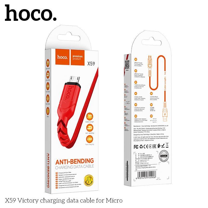 Cáp sạc nhanh type c Hoco X59 Micro/TypeC, Dây sạc nhanh IP12 bọc dù chống gãy cho samsung, oppo, vivo, iphon/e 11 13 14