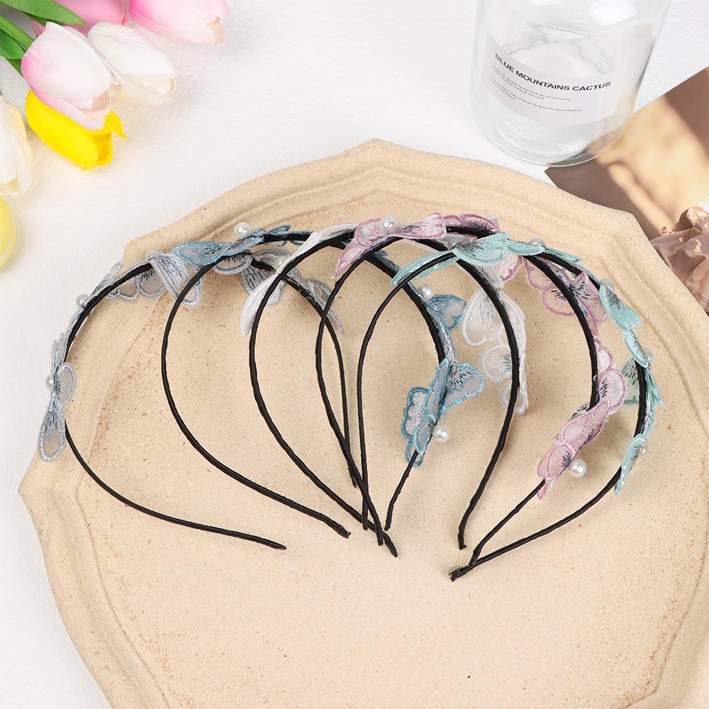 WATTLE Băng Đô Cài Tóc Phối Ren Họa Tiết Bướm Ba Chiều Phong Cách Pháp Dễ Thương Cho Nữ