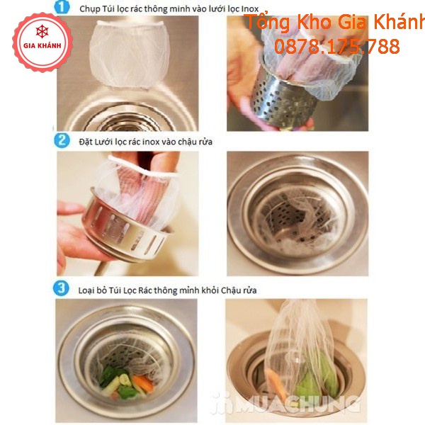 Túi Lọc Rác Bồn Rửa Bát Chén Sạch Sẽ , Tiện Lợi - Combo 100 Túi Siêu Rẻ - Mã LD2115