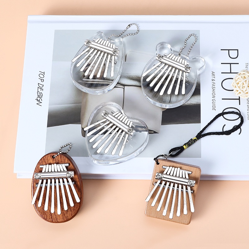 8 phím mini kalimba trong suốt gấu pha lê kalimba Ngón tay cái Piano Acoustic Finger Piano Nhạc cụ