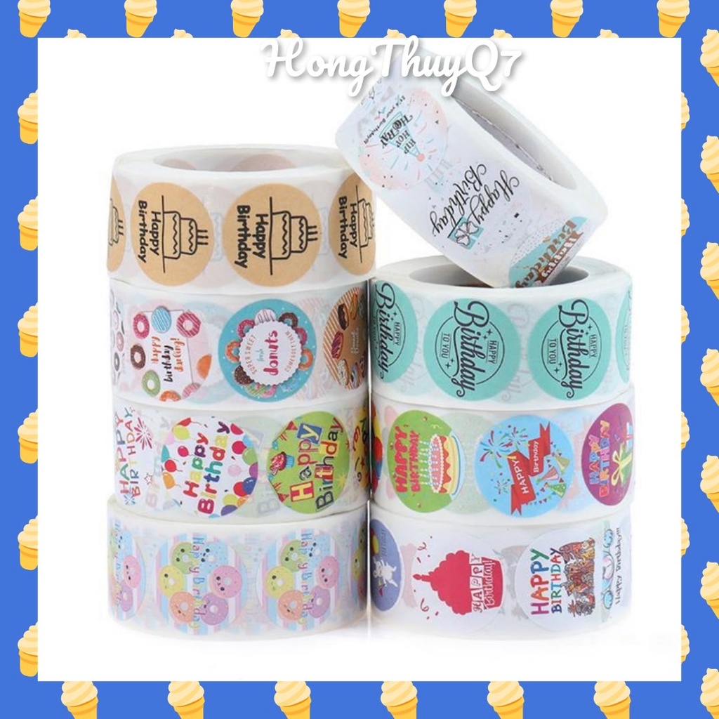 Nhãn dán sinh nhật Happy Birthday! nhiều mẫu dán hộp quà, bánh kẹo, hoa trang trí Decal/sticker /1.30/- HongThuyQ7