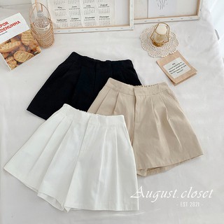 Quần Short đũi dáng váy kiểu quần đùi dáng xòe - Chất vải đũi màu Trắng / Đen / Kem - August.Cloths