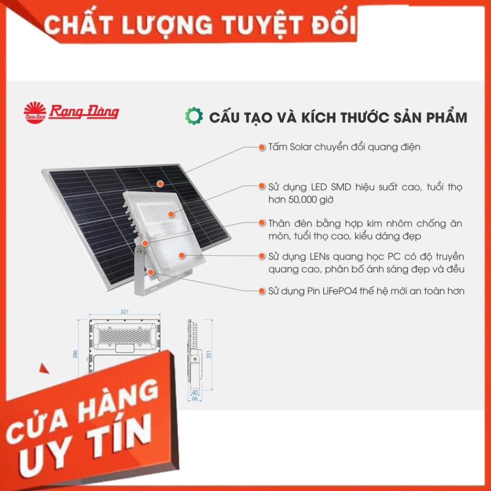 [ Đèn LED chiếu pha năng lượng mặt trời Công suất 70W chính hãng Rạng Đông, có cảm biến ánh sáng + remote, chống nước ]