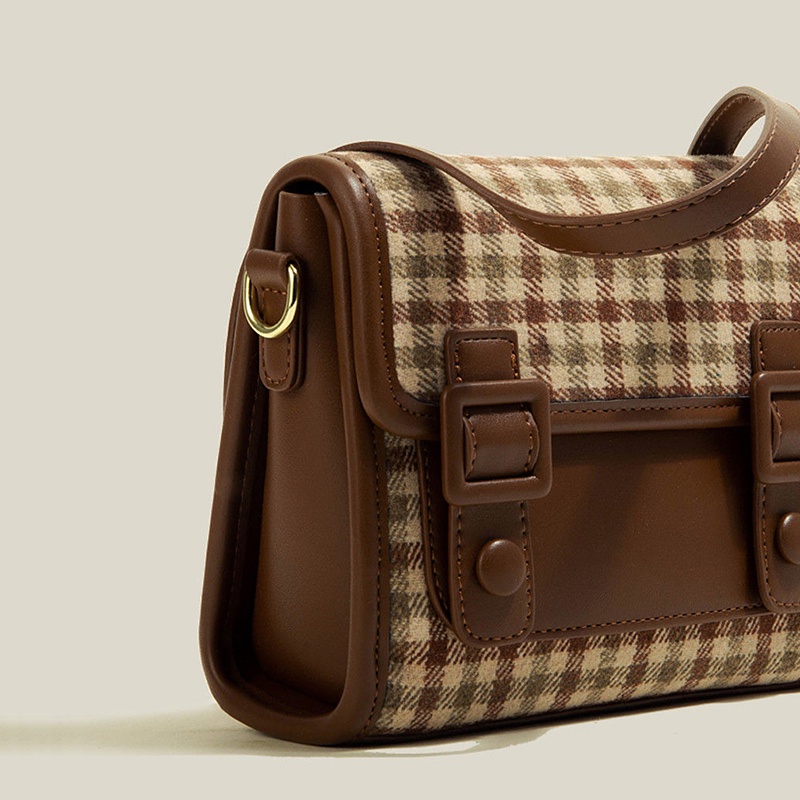 Túi đeo chéo IELGY họa tiết kẻ sọc phong cách retro thời trang cho nữ