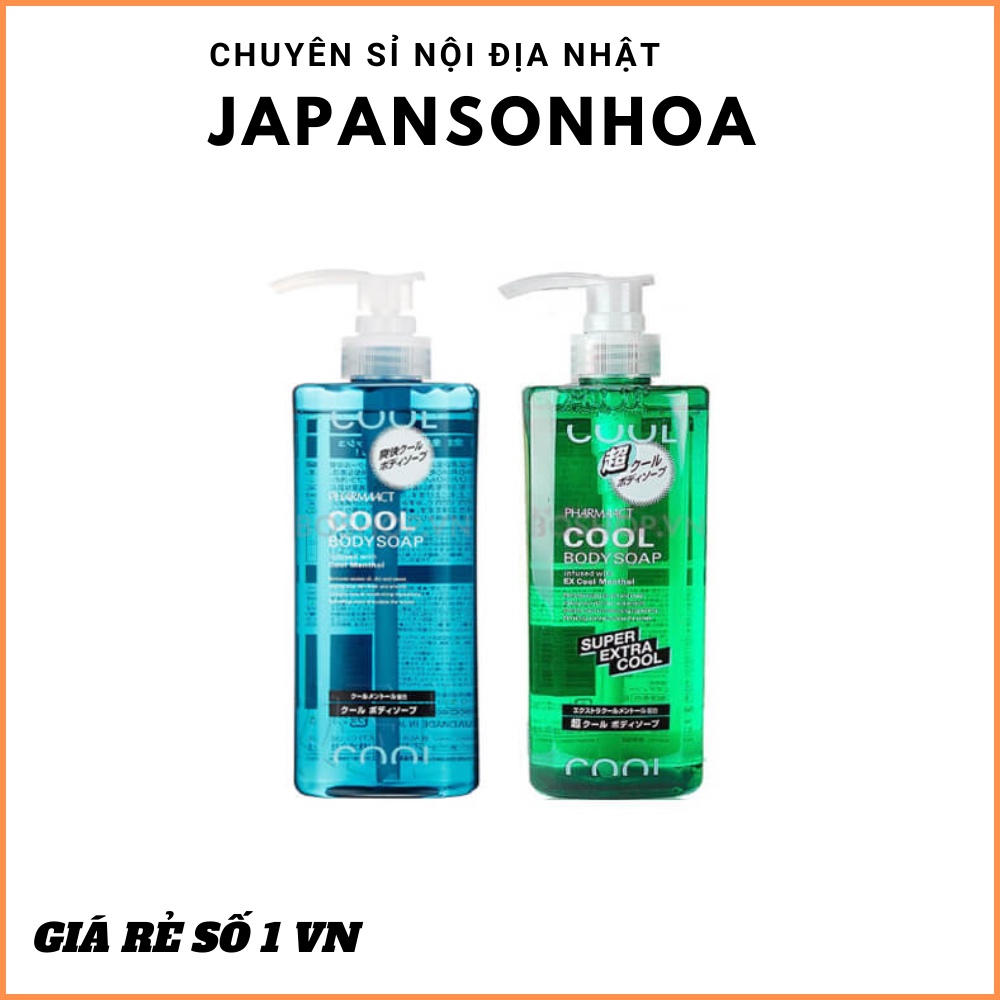 SỮA TẮM CHO NAM COOL BODY SOAP PHARMAACT Nhật Bản 600mlCHÍNH HÃNG giúp làm sạch nhẹ nhàng làn da trên cơ thể