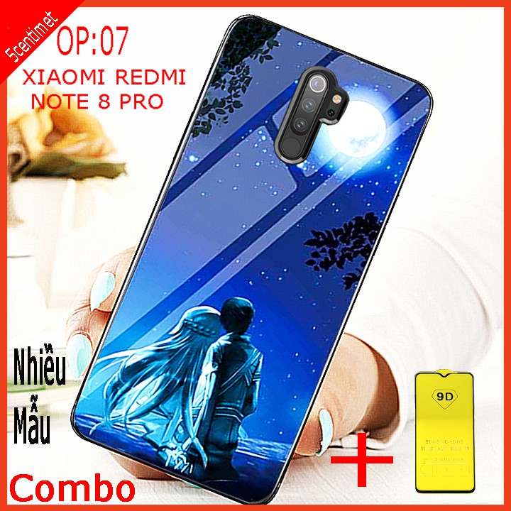 COMBO ốp lưng XIAOMI REDMI NOTE 8 PRO (combo 1 ốp kính 3D sang trọng + 1 kính cường lực full màn hình ) 5centimet