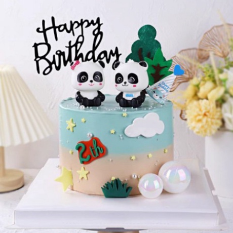 trang trí bánh sinh nhật [FREESHIP❤️] cặp gấu trúc dễ thương