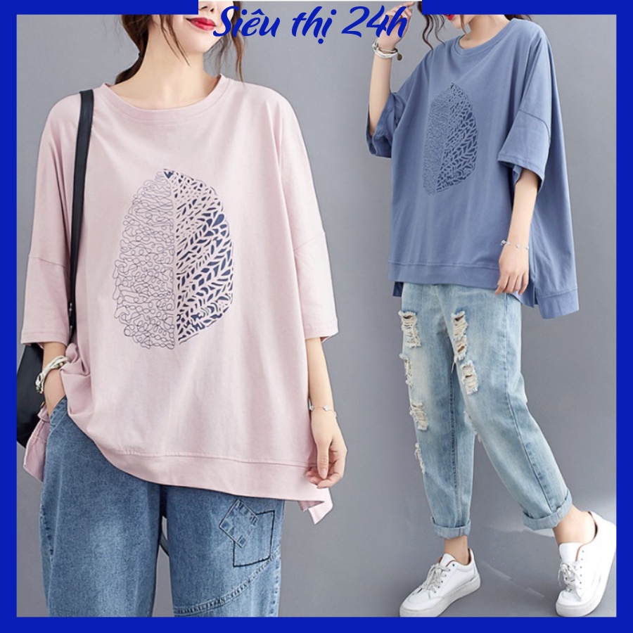 Áo thun form rộng tay lỡ, áo phông unisex Siêu thị 24 giờ, chất liệu vải mềm mát co giãn, họa tiết in hình 3 Cô Gái