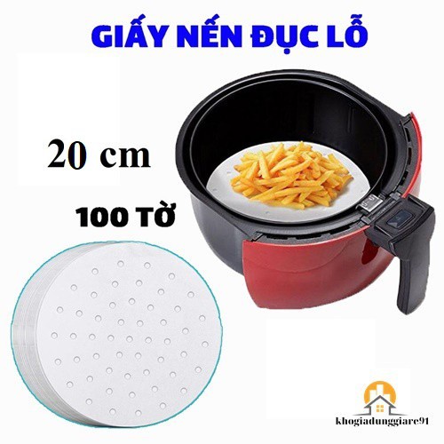 GIẤY NẾN ĐỤC LỖ - LÓT NỒI CHIÊN KHÔNG DẦU 20CM - 100 TỜ