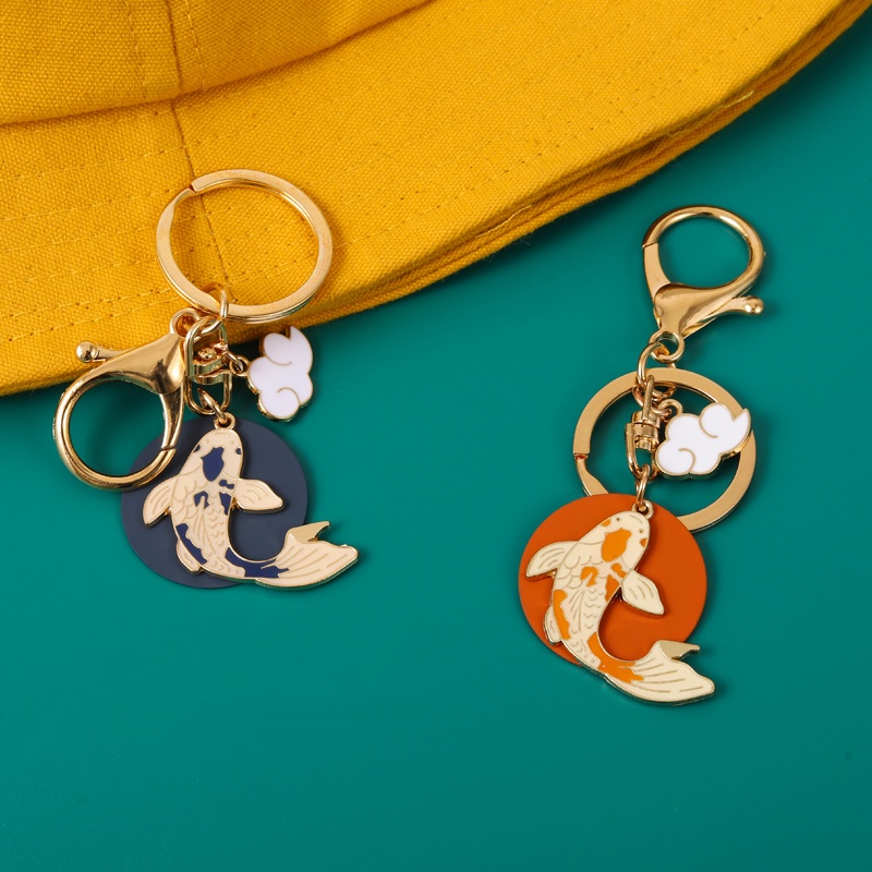 Móc khóa QIHE JEWELRY hình cá koi may mắn 4 màu tùy chọn làm quà tặng cho bạn bè