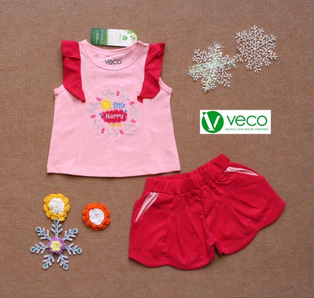 Set bộ đồ bé gái VÒNG HOA HAPPY XINH XẮN VECO