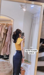 Áo lụa xoắn ngực cao cấp có bo chun sau lưng