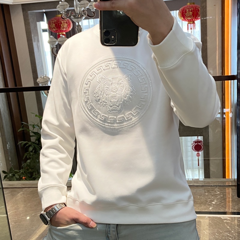 Áo Thun Nam Dài Tay Thêu Hình Đầu Hổ Phong Cách Châu Âu Cao Cấp