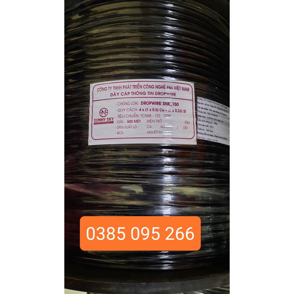 CUỘN 20M Dây mạng CAT 3- DÂY CÁP DROPWIRE 2 ĐÔI CAT3 FTP 0.5_CU WITH JELLY SUNNY SKY_SNK_150 .