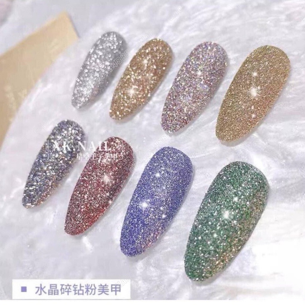 Set nhũ rắc flash siêu sáng 8 hũ tranh trí nail siêu sáng đa dạng màu sắc