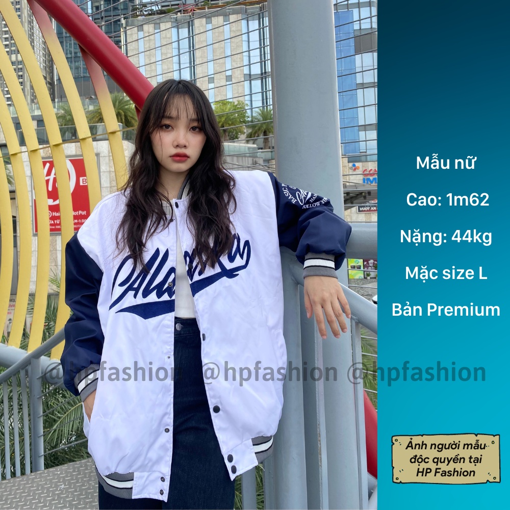 Áo bomber Varsity Jacket form rộng Alaska vải dù cao cấp ❤️ Áo khoác bóng chày dáng Unisex nam nữ D09 - Happy Style