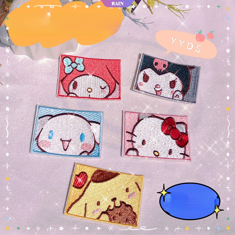 SANRIO Miếng Dán Quần Áo/Mũ/Túi Xách Thêu Hình Hoạt Hình Cinnamoroll Kuromi My Melody Hello Kitty DIY Cho Bé