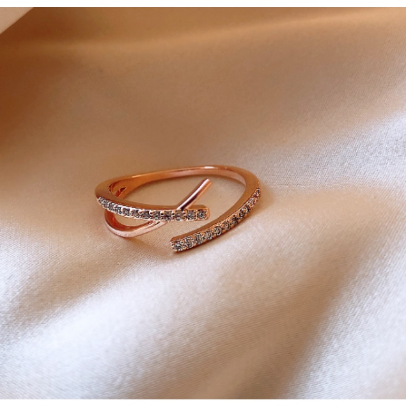 Nhẫn Hở Đính Đá Zircon Sang Trọng Phong Cách Hàn Quốc