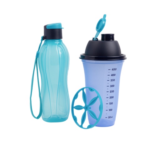 Bộ bình lắc Shake N Go Tupperware 500ml nhựa nguyên sinh trộn đều thức uống có vạch chia dung tích