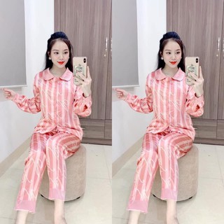 Pijama Lụa Satin Cổ Sen Tay Phồng Cổ Điển Sang Chảnh ༴