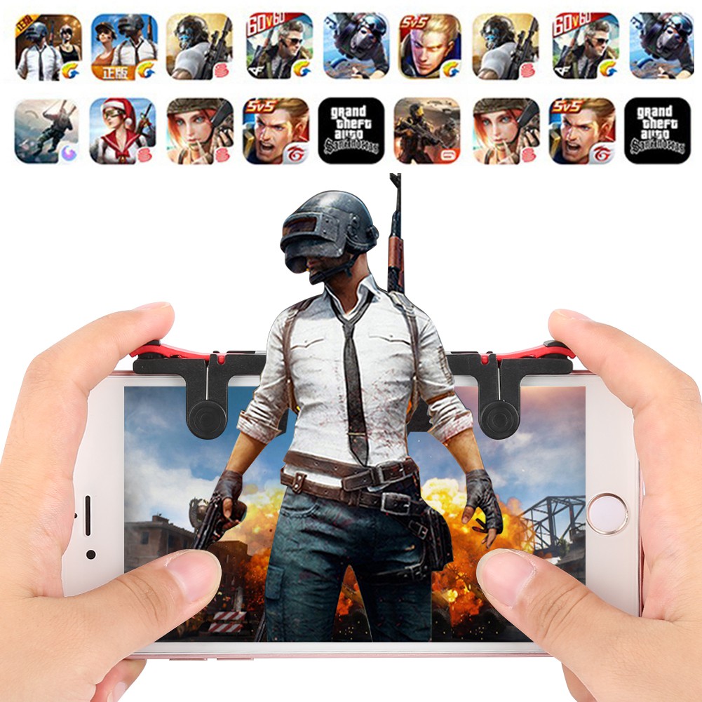 IPHONE ANDROID Kẹp Hỗ Trợ Điều Khiển Chơi Game Bắn Súng Pubg L1R1 Gắn Điện Thoại