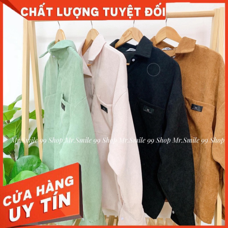 Áo Sơ Mi Nhung Tăm/ Nhung Gân Kupi tay dài Nam/Nữ Unisex Mr Smile 99 Shop - Hàng nhập khẩu