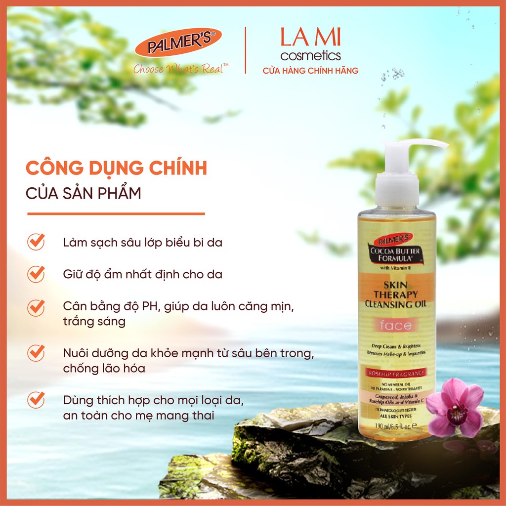 Dầu tẩy trang làm sạch sâu và dưỡng ẩm Palmer's 190ml