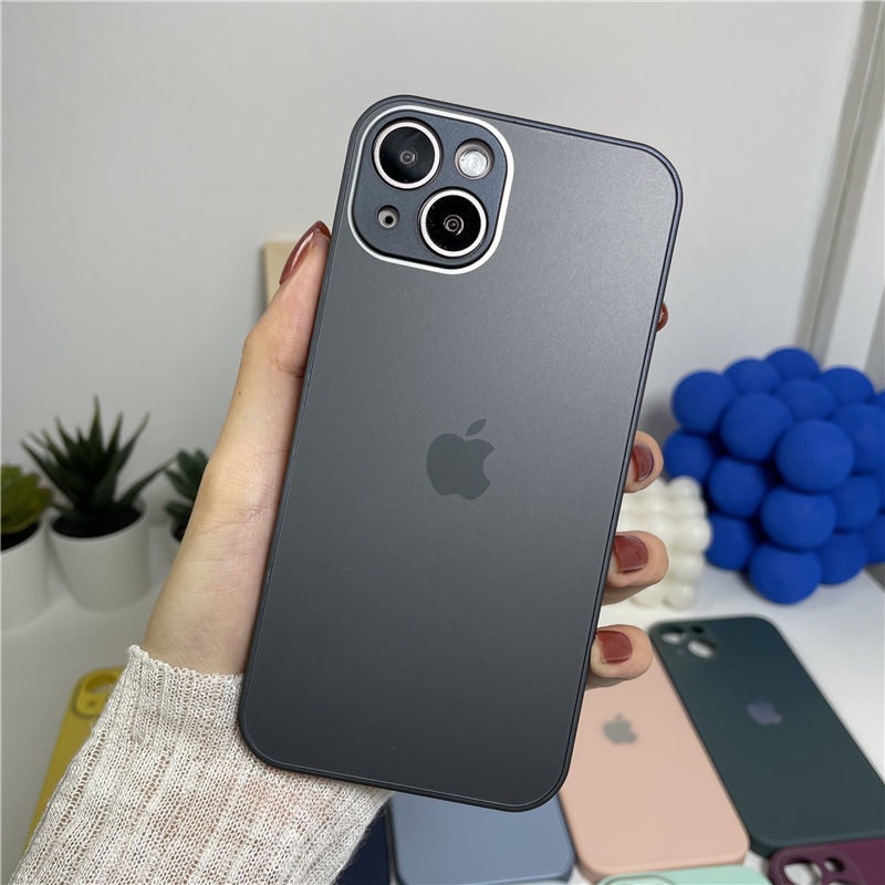 Ốp điện thoại mặt nhám có kính cường lực màu xanh dương cho IPhone 13 Pro Max 11 12Pro MAX 7P 8Plus ipx Xr Xs Max | BigBuy360 - bigbuy360.vn