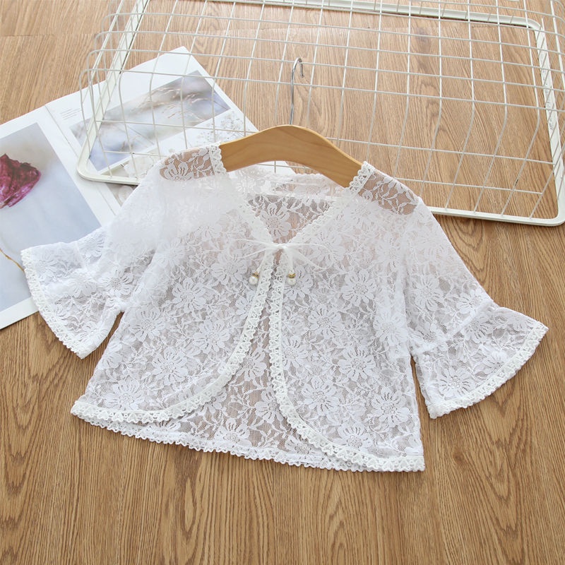 Áo Khoác Ren Mỏng Tay Dài Thời Trang Dành Cho Bé Gái