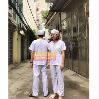 Bộ quần áo phẫu thuật Nam, Nữ - màu trắng