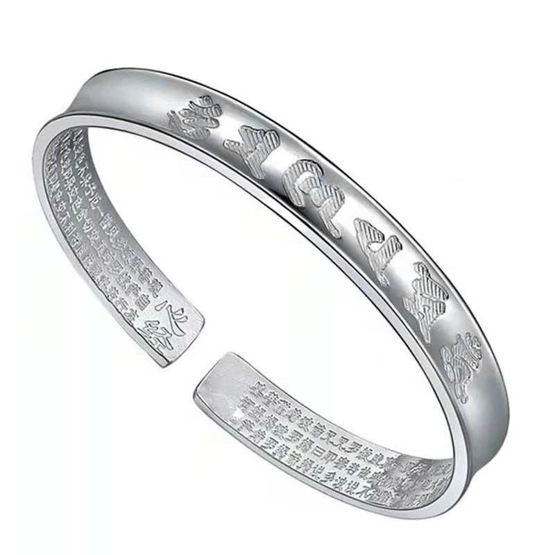 Gửi Nhẫn/999Trái Tim Vòng Đeo Tay Nam Giới Và Phụ Nữ Mở Sáu Vòng Đeo Tay Cổ Điển Qua Sterling Silver Kinh Điển Phật Giáo Đồ Trang Sức Quà Tặng