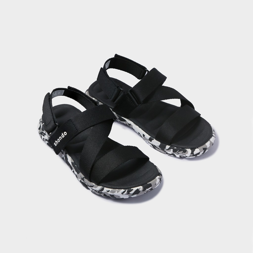 Giày sandal nam nữ SHONDO F6 Sport camo đen đi học, đi chơi [HÀNG CHÍNH HÃNG]