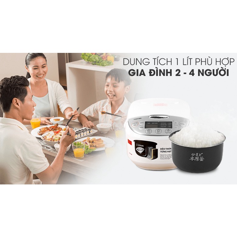 Nồi cơm điện tử Toshiba 1 lít RC-10DH2PV(W)