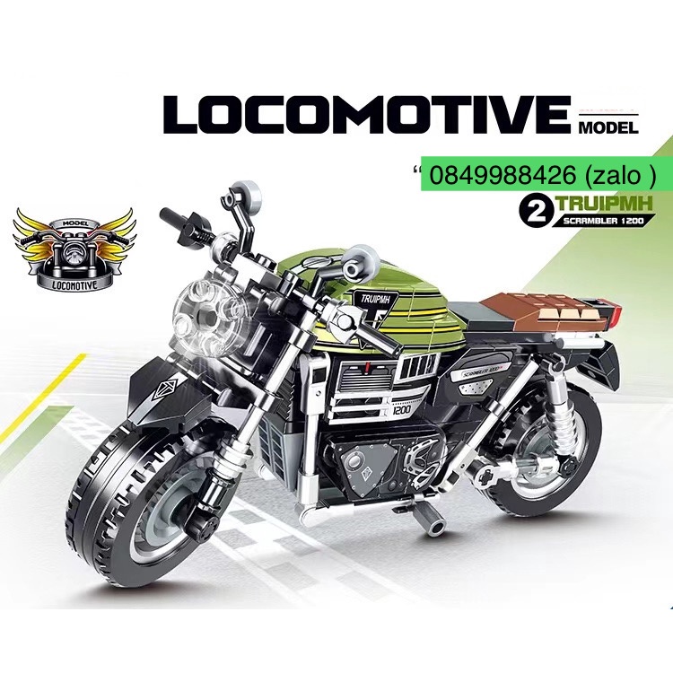 Bộ lắp ráp LeGOO xe máy kawasaki phân khối lớn, xếp hình moto