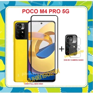 Poco m4 pro 5g combo kính cường lực full màn hình + dán bảo vệ camera poco m4 pro 5g