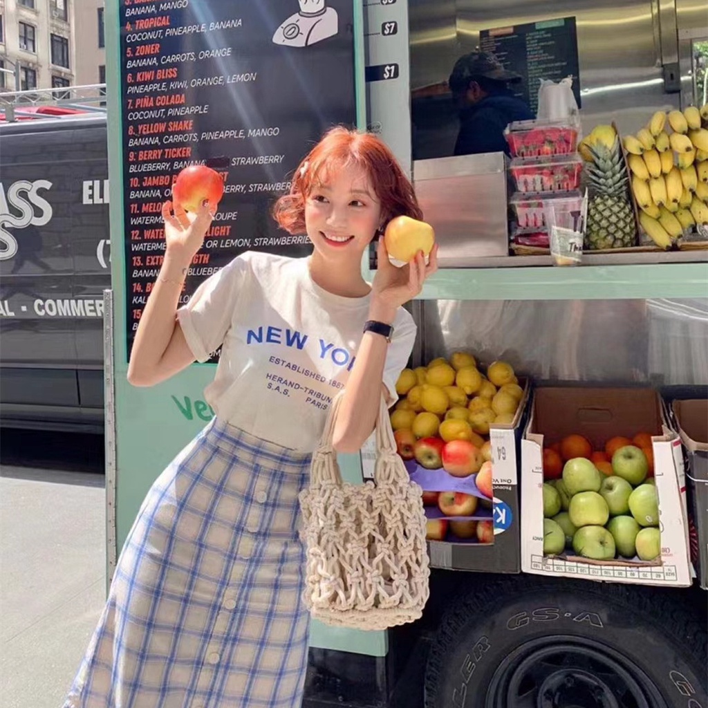 Mùa hè túi lưới nhỏ mới túi dệt thời trang túi dây cotton cầm tay phù hợp với tính cách ngọt ngào Túi nhỏ