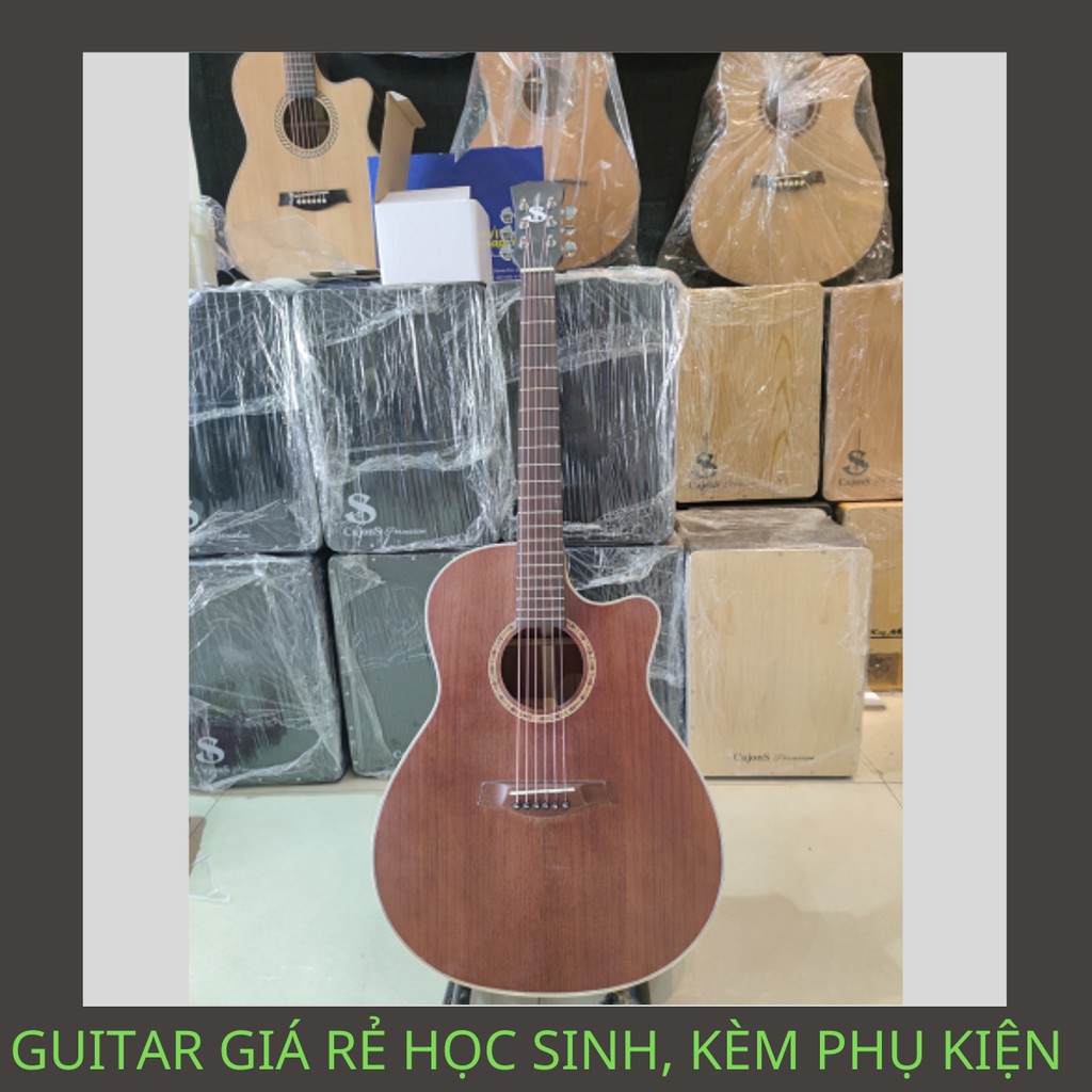 Guitar acoustic full gỗ hồng đào, có ty chỉnh cong cần