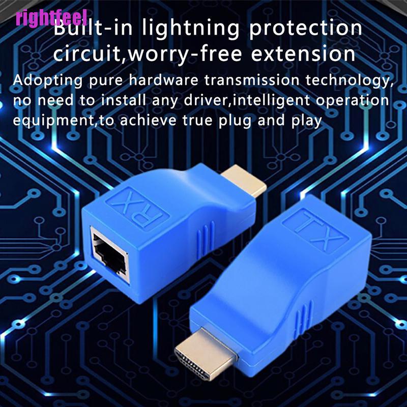 Bộ 2 Đầu Chuyển Đổi Hdmi Sang Rj45 Cat 6-Net Màu Xanh Dương