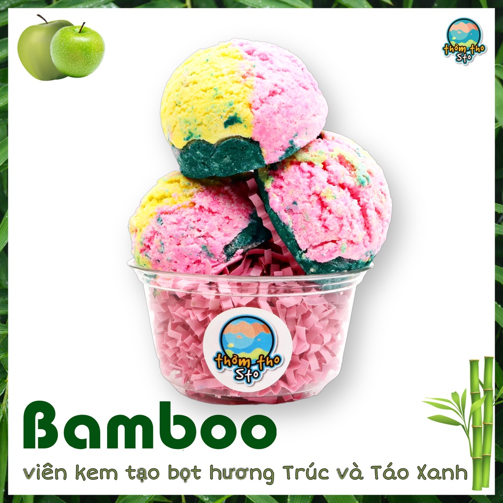 Viên kem tạo bọt bồn tắm bồng bềnh hương Trúc và Táo Xanh nhiều bọt mềm da, bubble scoop, 80, 160, 240 gram