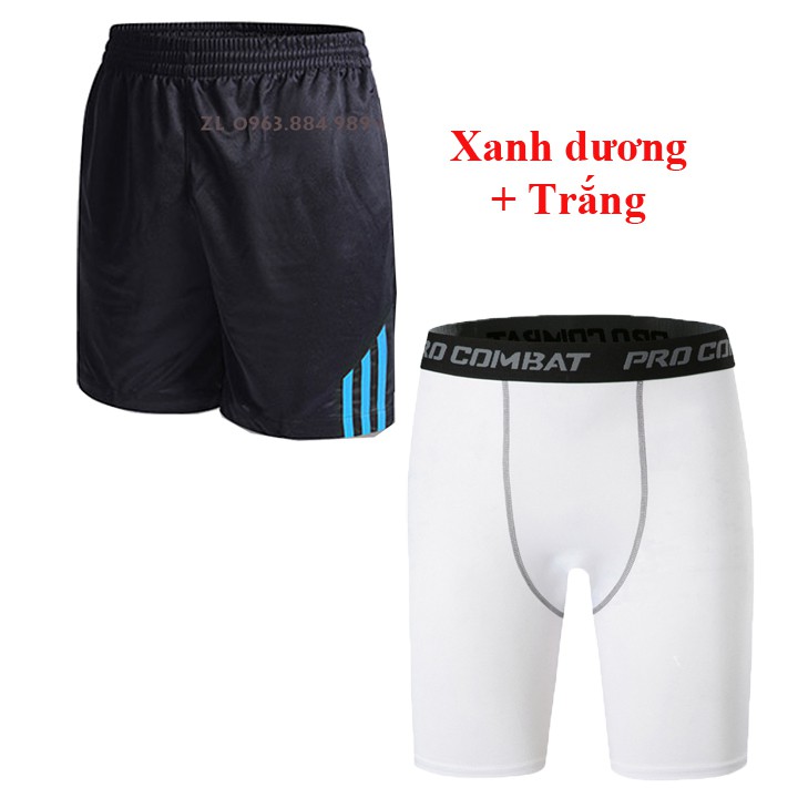Bộ quần tập Gym, chơi thể thao: Quần đùi + Quần giữ nhiệt